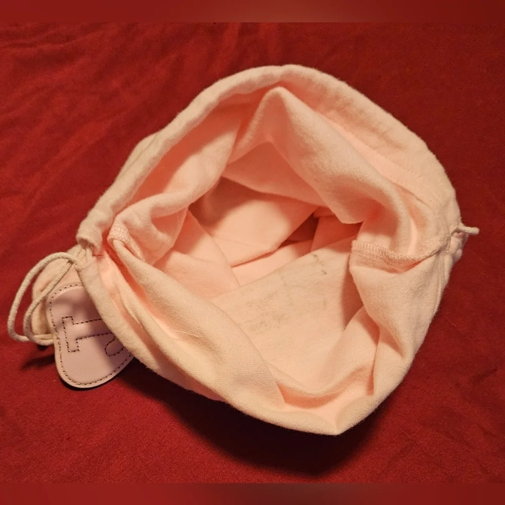 JUICY COUTURE Large Light Pink Dust Bag Cover Pouch Heart Charm Drawstring Logo - Picture 9 of 12